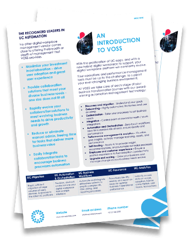 Introduction to VOSS Solutions brochure - the recognized leaders in UC Automation