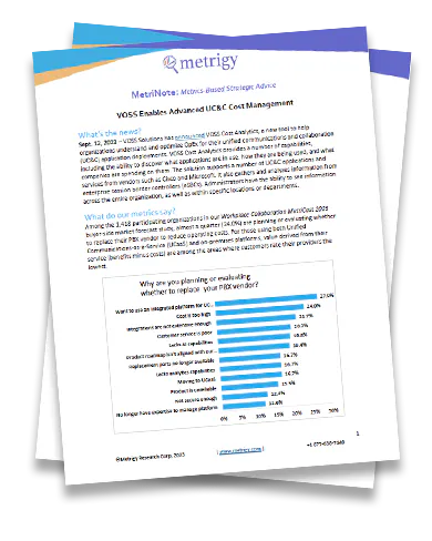Metrigy Report Cost Management Image of Metrigy Metrinote: Metrics based strategic advice from industry analysts about UC&C cost management