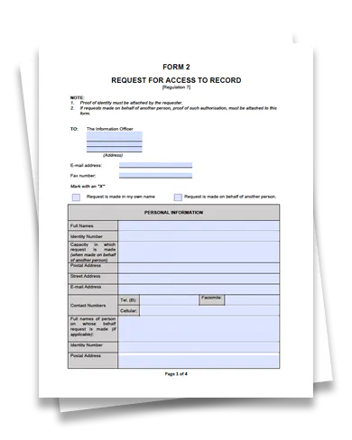 PAIA – FORM 2 PAIA - Form 2: Request for Access to Record