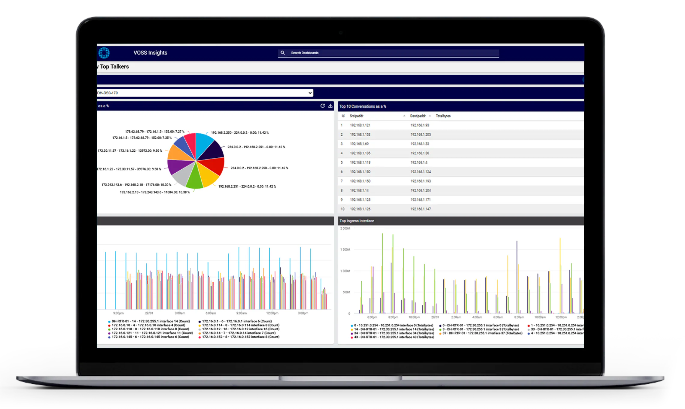 VOSS Insights NetFlow reports in action - screenshot on Macbook