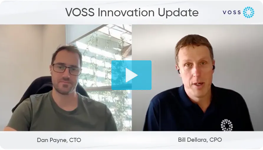 VOSS Innovation Update 2025 video intro screenshot with Bill Dellara and Dan Payne