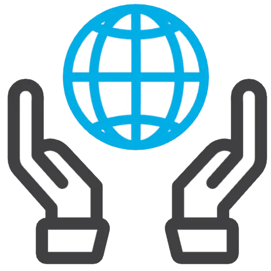 Hands supporting world - Global support Governance icon