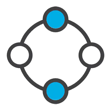 Business integration icon - circle with four nodes