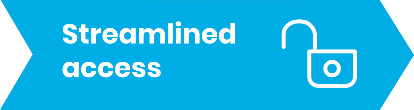 Streamlined access blue arrow icon