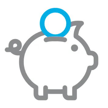 Saving icon - piggy bank with coin