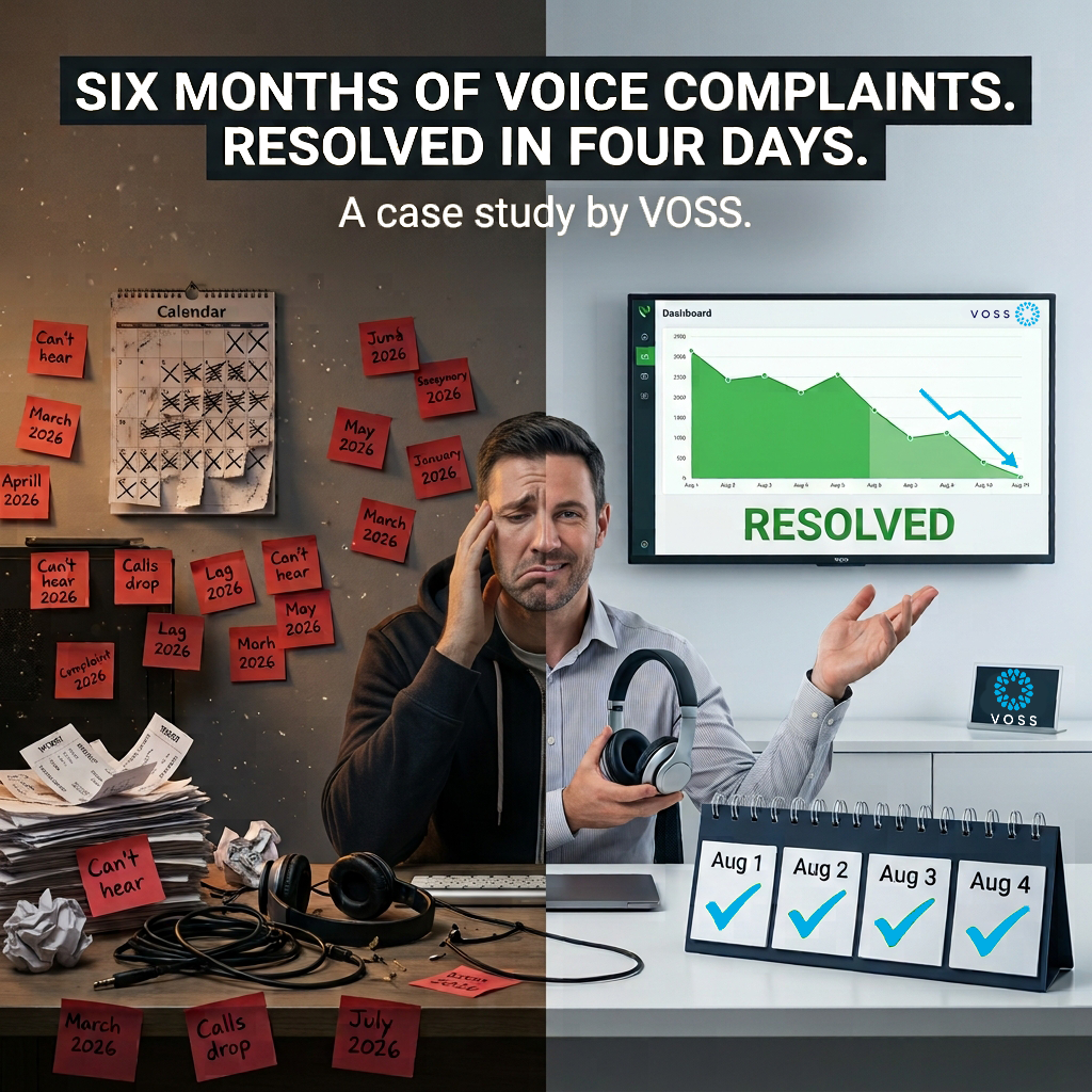 A managed services firm had 6 months of voice complaints that were resolved in 4 days by VOSS.