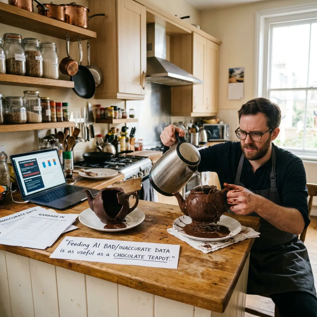 feeding AI bad data is as useful as a choclate teapot – square image Feeding bad inaccurate data into AI is as useful as a chocolate teapot