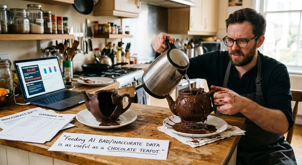 feeding AI bad data is as useful as a choclate teapot Feeding bad inaccurate data into AI is as useful as a chocolate teapot